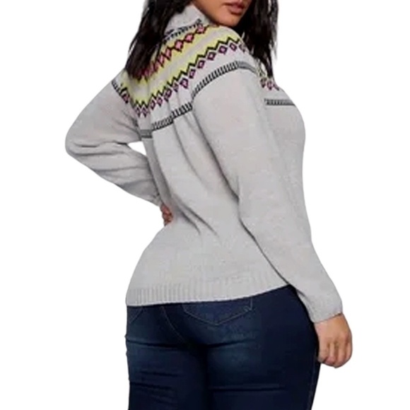 Fashion Nova Sweater Icelandic Inspired Champagne Showers Pullover Fair Isle - Picture 2 of 12